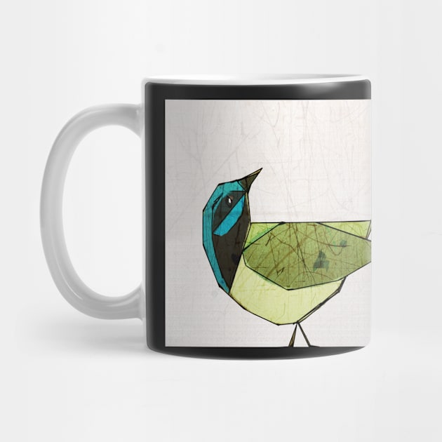 Simple Modern Digital Pop Art Bird in Green by SodaArtStudio